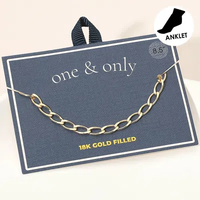 Fashnzfab 18k Gold Filled Oval Link Chain Anklet - Gold
