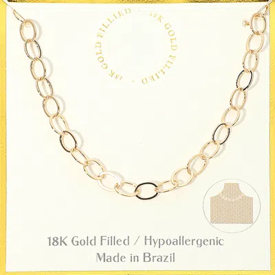 Fashnzfab 18k Gold Filled Oval Link Chain Necklace