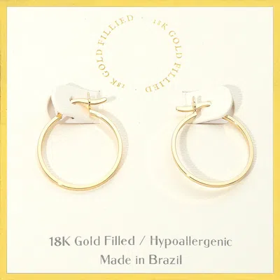 Fashnzfab 18k Gold Filled Pin Catch Skinny Hoop Earrings Gold