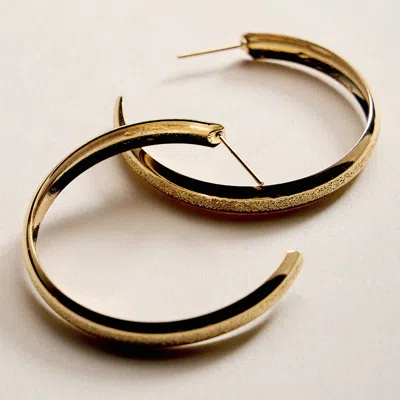 Fashnzfab 18k Gold Filled Textured Chunky Hoop Earrings 1.8"