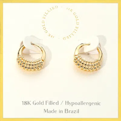 Fashnzfab 18k Gold Filled Textured Mini Hoop Earrings - Gold