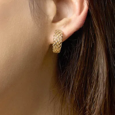 Fashnzfab 18k Gold Filled Textured Mini Hoop Earrings Gold