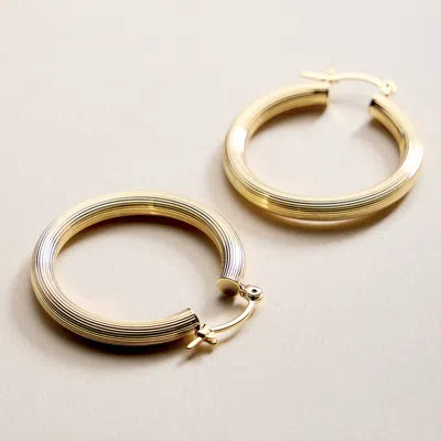 Fashnzfab 18k Gold Filled Textured Pin Catch Hoop Earrings
