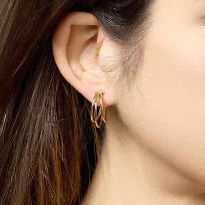 Fashnzfab 18k Gold Filled Triple Layer Split Hoop Earrings Gold