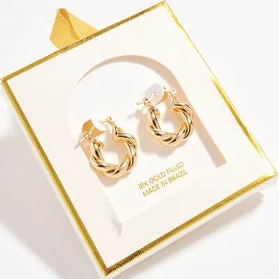 Fashnzfab 18k Gold Filled Twisted Pin Catch Hoop Earrings