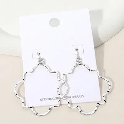 Fashnzfab 18k Gold Over Brass Geometric Textured Open Clover Dangle Earrings In Metallic