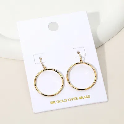 Fashnzfab 18k Gold Over Brass Textured Hoop Dangle Earrings