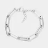 Fashnzfab 18k White Gold Dipped Stainless Steel Premium Handmade Chain Link Bracelet - Rhodium In Metallic
