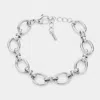 Fashnzfab 18k White Gold Dipped Stainless Steel Premium Handmade Chain Link Bracelet - Rhodium In Metallic
