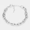 Fashnzfab 18k White Gold Dipped Stainless Steel Premium Handmade Chain Link Bracelet - Rhodium In Metallic