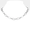 Fashnzfab 18k White Gold Dipped Stainless Steel Premium Handmade Chain Necklace In Multi