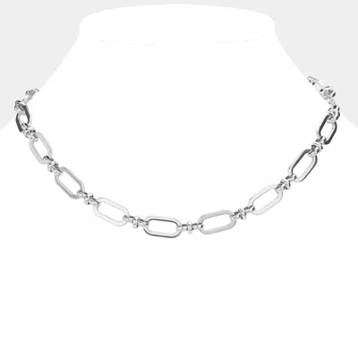 Fashnzfab 18k White Gold Dipped Stainless Steel Premium Handmade Chain Necklace In Multi