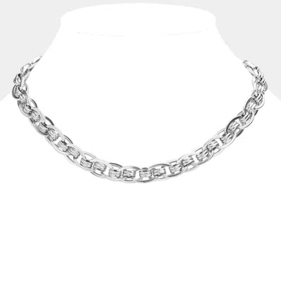 Fashnzfab 18k White Gold Dipped Stainless Steel Premium Handmade Chain Necklace In Multi