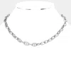Fashnzfab 18k White Gold Dipped Stainless Steel Premium Handmade Chain Necklace In Multi
