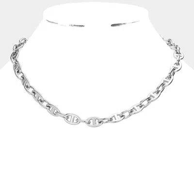 Fashnzfab 18k White Gold Dipped Stainless Steel Premium Handmade Chain Necklace In Multi