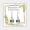 Fashnzfab 18k White Gold Plated Brass Open Metal Triangle Abstract Teardrop Earrings In Silver