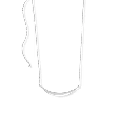 Fashnzfab 19.5" Adjustable Crescent Necklace In Silver