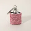 Fashnzfab 1oz Bling Studded Stainless Steel Mini Flask Keychain / Bag Charm In Pink
