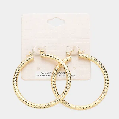 Fashnzfab 2" Gold Dipped Textured Aluminum Pin Catch Hoop Earrings
