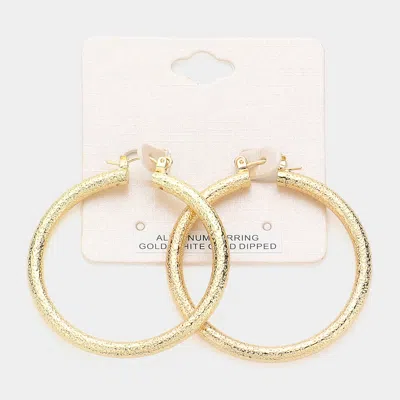 Fashnzfab 2" Gold Dipped Textured Aluminum Pin Catch Hoop Earrings - Gold In Silver