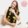 Fashnzfab 2 In 1 Reversible Fleur De Lis Patterned Blanket / Pillow In Black