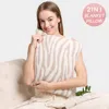 Fashnzfab 2 In 1 Reversible Zebra Patterned Blanket / Pillow In Brown
