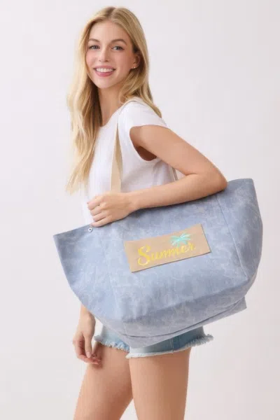 Fashnzfab 2 In 1 Shoulder & Bucket Style Vintage Canvas Tote In Blue