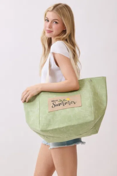 Fashnzfab 2 In 1 Shoulder & Bucket Style Vintage Canvas Tote In Green