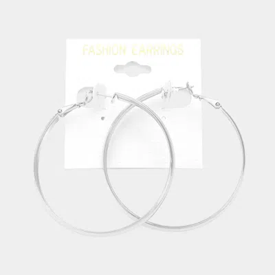 Fashnzfab 2 Inch Metal Hoop Earrings In Silver