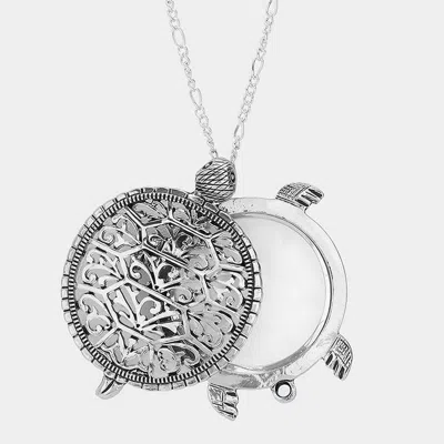 Fashnzfab 2-layers Turtle Pendant With Glass Disc Necklace In Multi