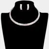 Fashnzfab 2-row Crystal Rhinestone Banded Open Choker Necklace In Metallic