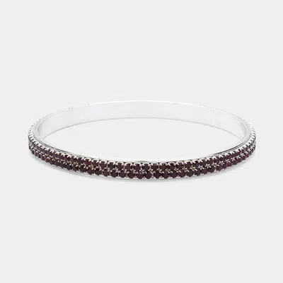 Fashnzfab 2-row Crystal Rhinestone Evening Bracelet Rhodium, Tanzanite In Multi