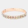 Fashnzfab 2-row Rhinestone Stretch Evening Bracelet Ab, Rose Gold In Multi