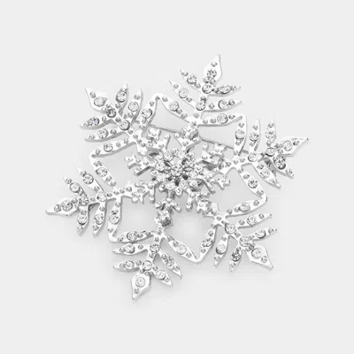 Fashnzfab 2" X 2" Crystal Snowflake Pin Brooch In Multi