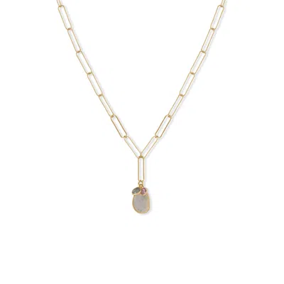 Fashnzfab 20" 14 Karat Gold Plated Charm Drop Necklace In Animal Print