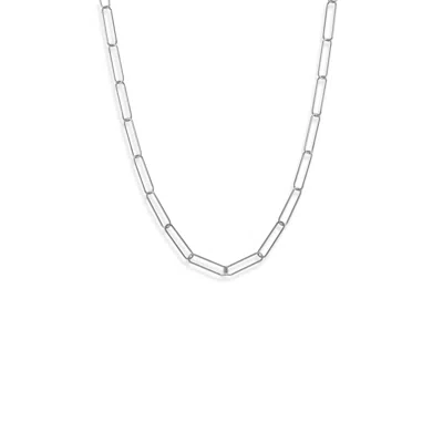 Fashnzfab 21" Rhodium Plated Paperclip Chain Necklace In Purple