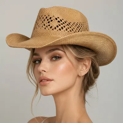 Fashnzfab 23" Lightweight Breathable Woven Summer Fedora Sun Hat In Gold