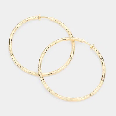 Fashnzfab 2.4 Inch Textured Metal Clip On Hoop Earrings In Multi