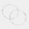 Fashnzfab 2.4 Inch Textured Metal Clip On Hoop Earrings In Silver