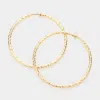 Fashnzfab 2.4 Inch Textured Metal Hoop Clip On Earrings In Gold