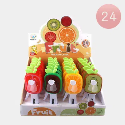 Fashnzfab 24pcs - Portable Fruit Handheld Fans 2.4" X 6" In Multi