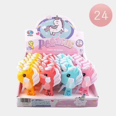 Fashnzfab 24pcs - Portable Unicorn Handheld Fans In Multi