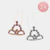 Fashnzfab 24pcs - Stone Embellished Crown Hair Comb Pins In Multi