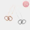 Fashnzfab 24pcs - Stone Embellished Double Open Circle Hair Comb Pins In Multi