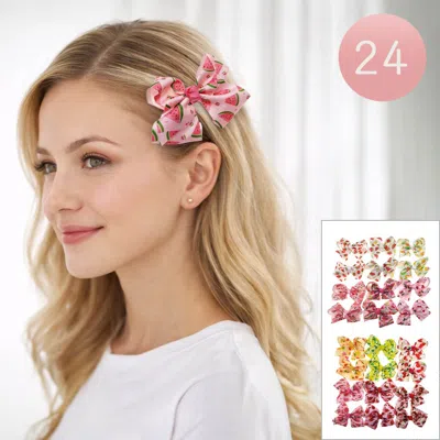 Fashnzfab 24pcs - Fruit Print Bow Hair Clips In Multi