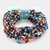 Fashnzfab 25pcs - Seed Beaded Stretch Bracelets Black, Blue, Multi In Multi