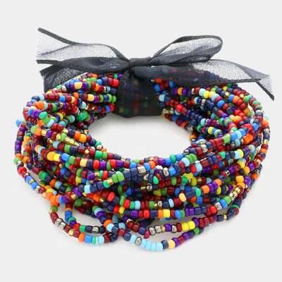 Fashnzfab 25pcs - Seed Beaded Stretch Bracelets Dark, Multi