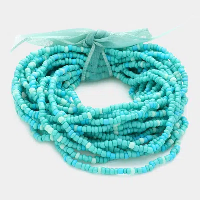 Fashnzfab 25pcs - Seed Beaded Stretch Bracelets Multi, Turquoise
