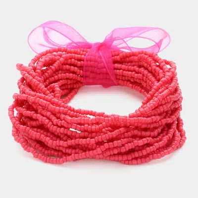 Fashnzfab 25pcs - Seed Beaded Stretch Bracelets In Pink