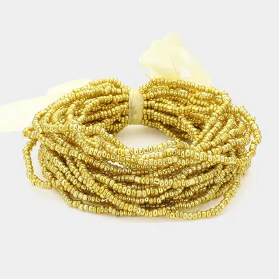 Fashnzfab 25pcs - Seed Beaded Stretch Multi Layered Bracelets In Gold